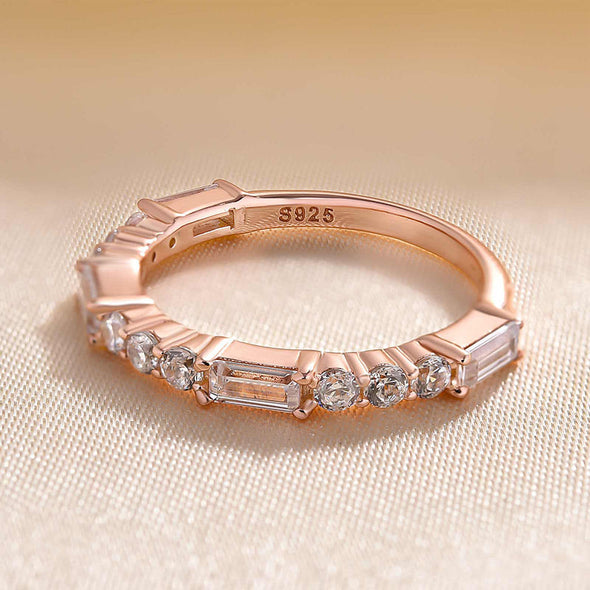 Dainty Rose Gold Tone Wedding Band In Sterling Silver