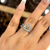 Stunning Asscher Cut Sterling Silver Bridal Set with Infinity Band