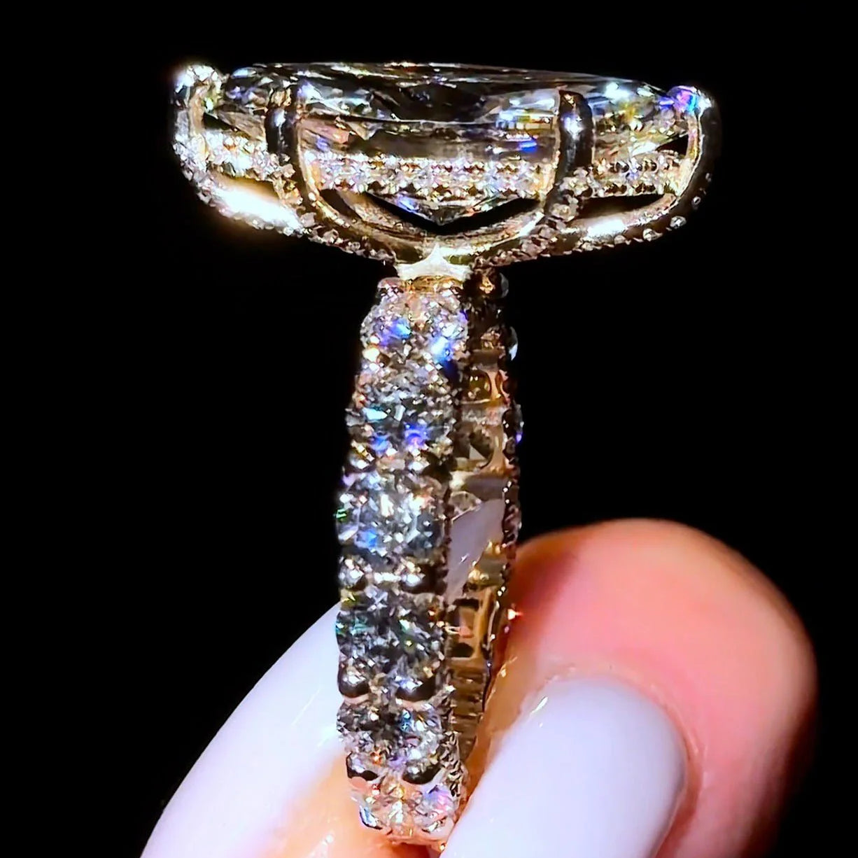 9.0 ct Luxury Marquise Cut With Hidden Halo Sterling Silver Engagement Ring