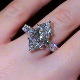 7.0 ct Luxury Marquise Cut With Hidden Halo Sterling Silver Engagement Ring
