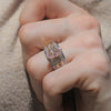 Three Row Marquise Cut Gold Accent Two Tone  Engagement Ring