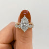 2pcs Marquise Cut Engagement Ring Set in Sterling Silver