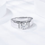 1CT Moissanite Round Cut Engagement Ring For Men in Sterling Silver