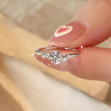 Round Cut Lunaire Cluster Moissanite Engagement Ring in Sterling Silver