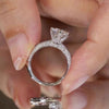 Gorgeous 6 Prong Pave Set Round Cut Moissanite Engagement Ring