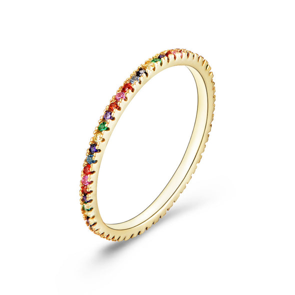 Golden Tone Multi-Color Eternity Band Stackable Ring