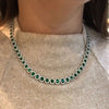 Vintage Emerald Green Halo Oval Cut Necklace