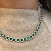 Vintage Emerald Green Halo Oval Cut Necklace