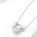 Double Mobius Circle Necklace in Sterling Silver