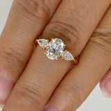 3 CT Oval Cut Three Stone Engagement Ring