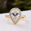 Halo Pear Cut  Golden Tone Engagement Ring