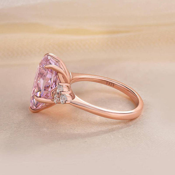 Three Stone Pear Cut Pink Stone Engagement Ring