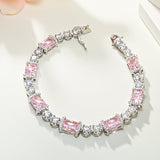 Radiant Cut Pink Gemstone Tennis Bracelet in Sterling Silver