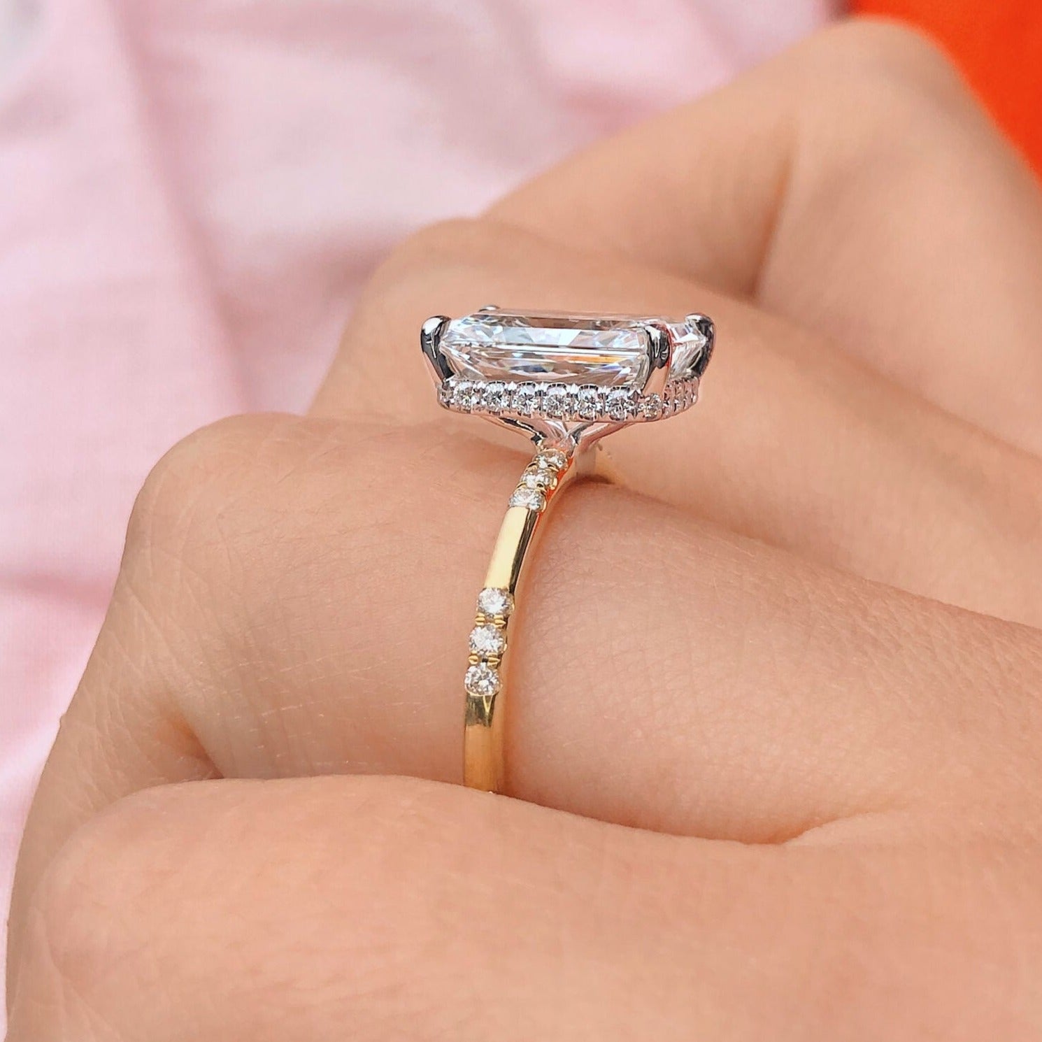 Radient Rings Hidden Halo Radiant Cut Engagement Ring in Sterling Silver – shine of ...