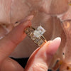 2PCS Radiant Cut Bridal Set Ring With Half Bezel Set