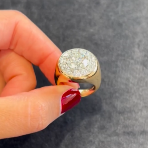 Luxury Round Cut Pave Signet Ring