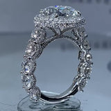 Double Halo Round Cut Engagement Ring in Sterling Silver