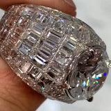 Luxury 6ct Round Cut With Emerald Cut Band Handmade Men's Ring
