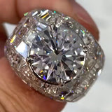 Luxury 6ct Round Cut With Emerald Cut Band Handmade Men's Ring