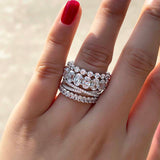Luxury 4pcs Oval Cut Stackable Wedding Band Set In Sterling Silver