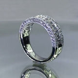 1.75CT Triple Row Round & Princess Cut Half Eternity Sterling Silver Wedding Band