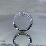 1.75CT Triple Row Round & Princess Cut Half Eternity Sterling Silver Wedding Band