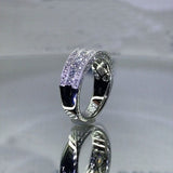1.75CT Triple Row Round & Princess Cut Half Eternity Sterling Silver Wedding Band