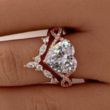 Heart Cut Infinity Split Shank Ring Set in Sterling Silver