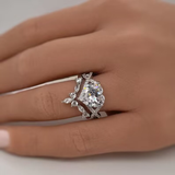 Heart Cut Infinity Split Shank Ring Set in Sterling Silver
