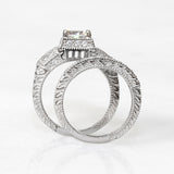 1.25 CT Round Cut Bold Vintage Bridal Ring Set in Sterling Silver