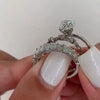 3pcs Cushion Cut with Emerald Band Bridal Set Rings In Sterling Silver