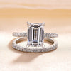 2pcs Solitaire Emerald Cut Bridal Ring Set in Sterling Silver