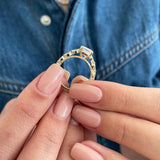 Gold Plated Vintage Emerald Cut Engagement Ring with Side Stones