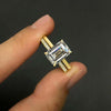 2pcs Gold Tone Emerald Cut Bridal Set Ring In Sterling Silver