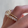 2pcs Gold Tone Emerald Cut Bridal Ring Set In Sterling Silver