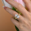 2Pcs Oval Cut Golden Tone Wedding Ring Bridal Set In Sterling Silver