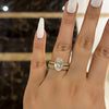 2PCS Gold Tone Oval Cut Bridal Set Rings In Sterling Silver
