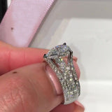 Pear Cut Split Shank Engagement Ring in Sterling Silver