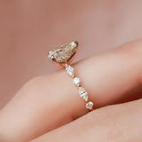 Solitaire Pear Cut with Marquise Cut Stone Engagement Ring in Sterling Silver