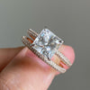2Pcs Princess Cut  Pave Bridal Ring Set in Sterling Silver