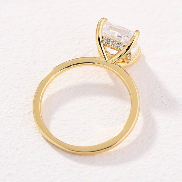 Gold Tone Classic Princess Cut Engagement Ring