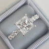 Solitaire Princess Cut Engagement Ring Anniversary Ring in Sterling Silver