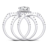 3pcs Cushion Cut Bridal Set Ring Matching Ring in Sterling Silver