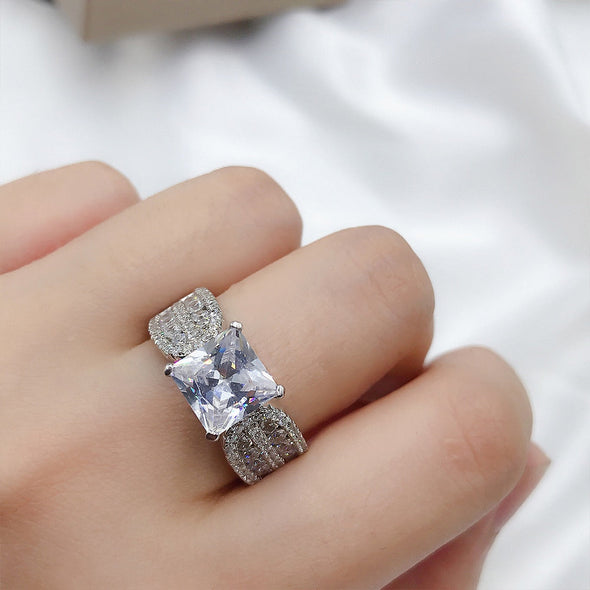 Princess Cut Engagement Ring in Sterling Silver