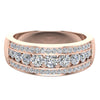 Three Row Half Eternity Band  Rose Gold Wedding Band in Sterling Silver
