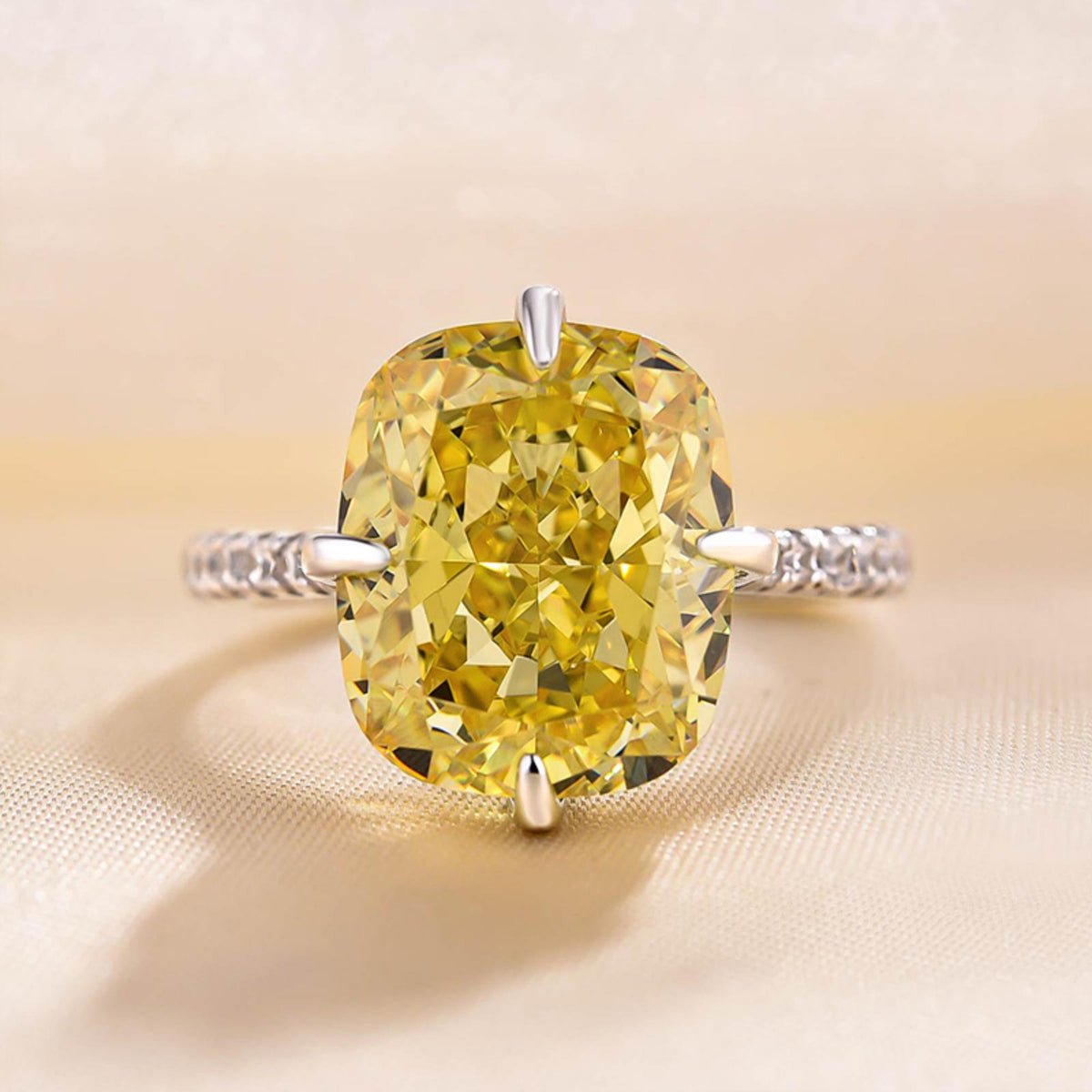 Yellow Stone Radiant Cut Engagement Ring in Sterling Silver – shine of ...