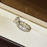 Elegant Textured Band & Side Stones Solitaire Oval Cut Sterling Silver Ring