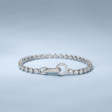 Sale | Round Cut Bezel Tennis Bracelet in Sterling Silver