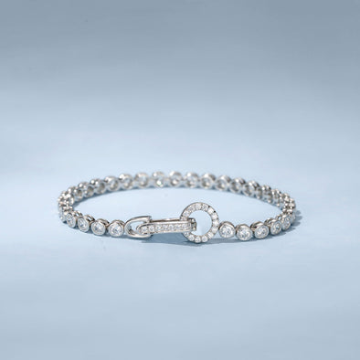 Sale | Round Cut Bezel Tennis Bracelet in Sterling Silver