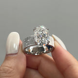 Wide Band Oval Elegant Vintage-Inspired Engagement Ring in Sterling Silver